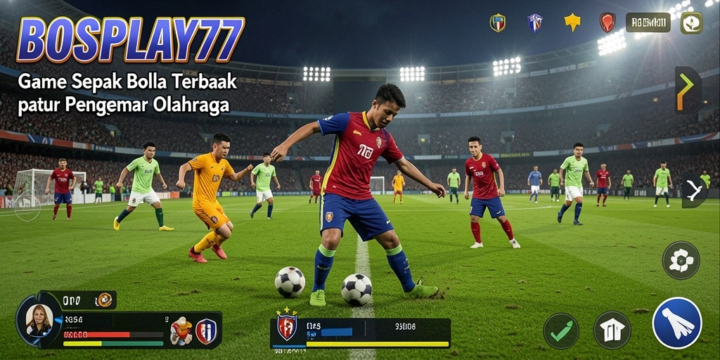 Tampilan gameplay seru dari BOSPLAY77 dengan aksi sepak bola yang mendebarkan.