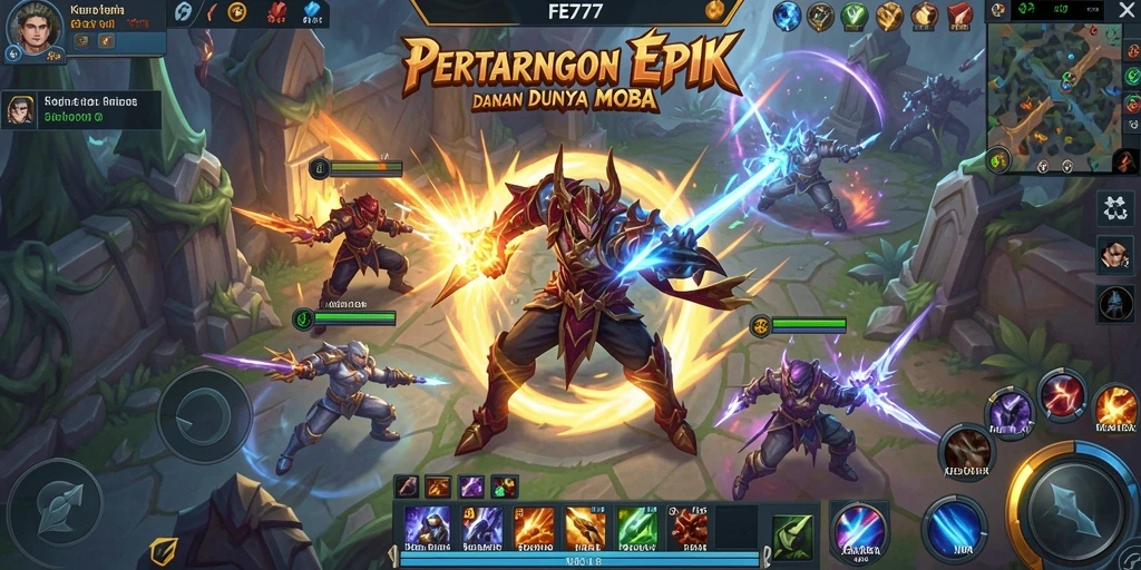 Screenshot utama gameplay FE777 menampilkan karakter dalam pertempuran.