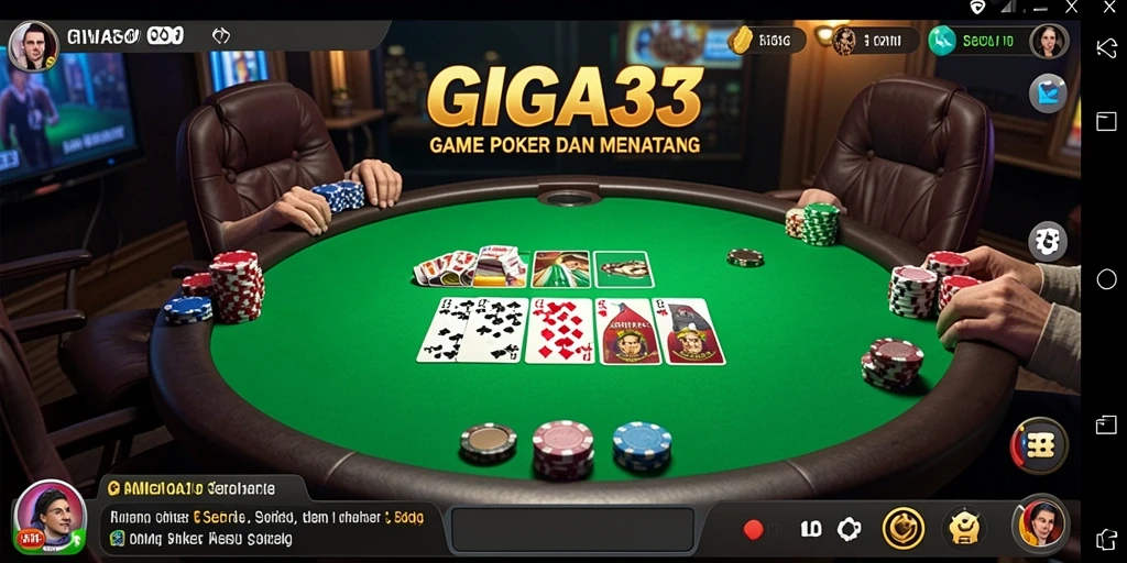 Tangkapan layar utama GIGA33 menampilkan gameplay Poker yang mendebarkan.