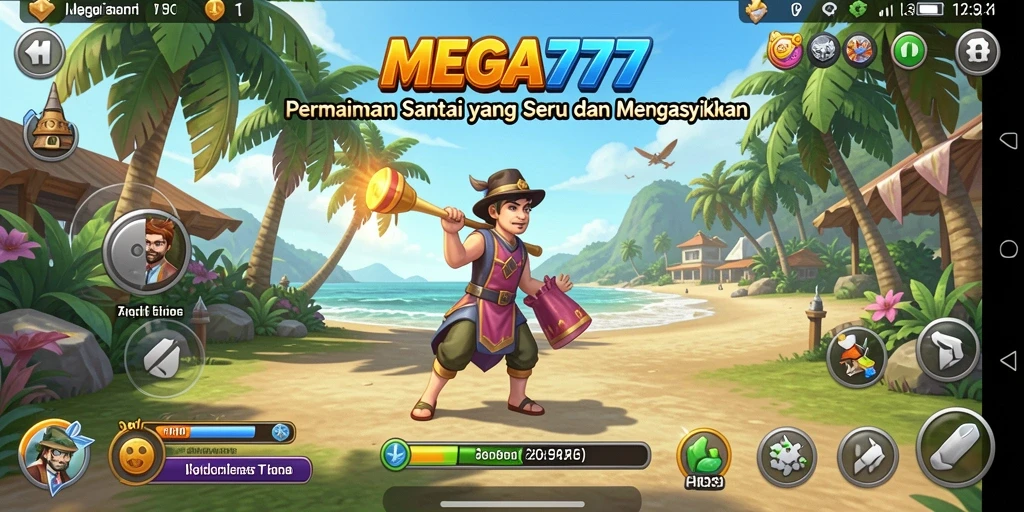 Tampilan gameplay MEGA777 yang seru dan penuh warna.