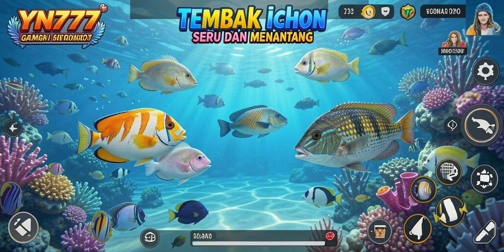 Gameplay seru YN777 saat menembak ikan di lautan yang penuh warna.